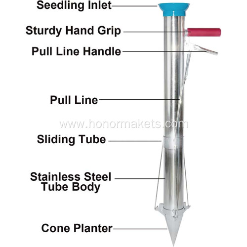 Long Single Handled Bulb Planter Tools Stainless Steel Vegetable Young Plant Manual Plant Transplanter garden hand tools